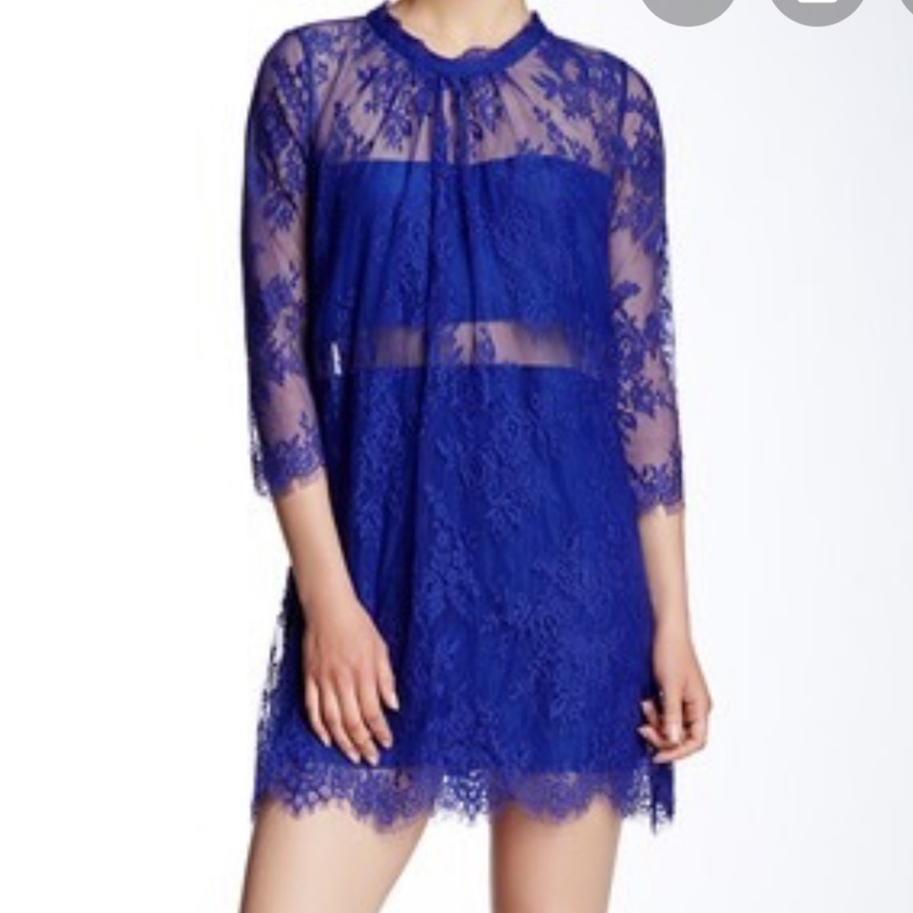NWT Heartloom Blue Lace Sheer Mini Dress